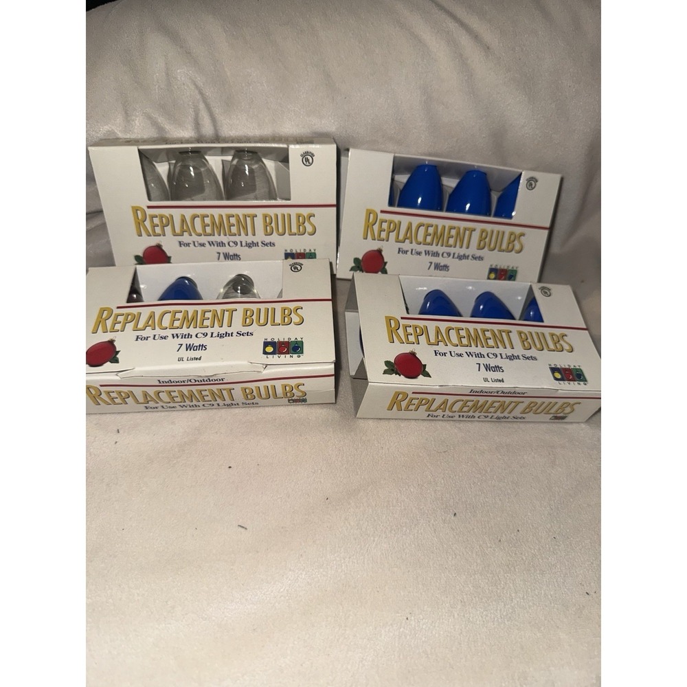 Holiday Living C9 Light Set Replacement Bulbs Multi Color 7 Watts Lot Of 4 Boxes